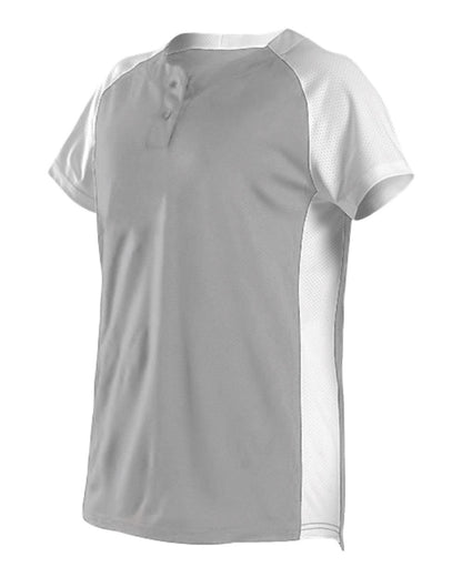 Alleson Athletic Girls' Two Button Fastpitch Jersey 522PDWG #color_Silver/ White