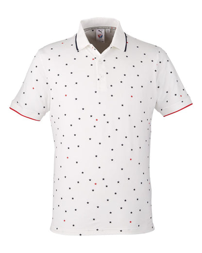 Puma Golf Men's Volition Skylight Patriotic Polo 537477 #color_Bright White/ Navy Blazer