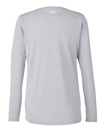 Under Armour Women's Team Tech™ Long Sleeve T-Shirt 1376852 #color_Mod Grey Light Heather/ White