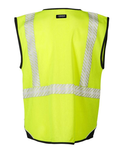 Kishigo Unisex Premium Black Series® FR Black Bottom Mesh Vest FM410 #color_Lime