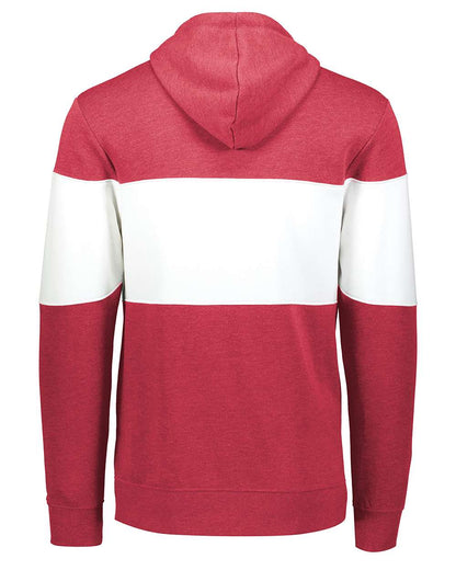 Holloway Men's All-American Fleece Colorblocked Hooded Sweatshirt 229563 #color_Scarlet Heather/ White