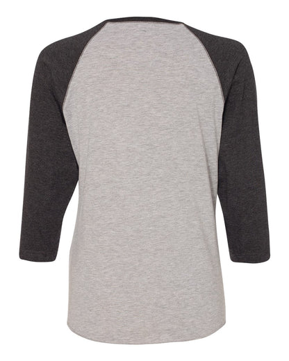 LAT Women's Baseball Fine Jersey Three-Quarter Sleeve Tee 3530 #color_Vintage Heather/ Vintage Smoke