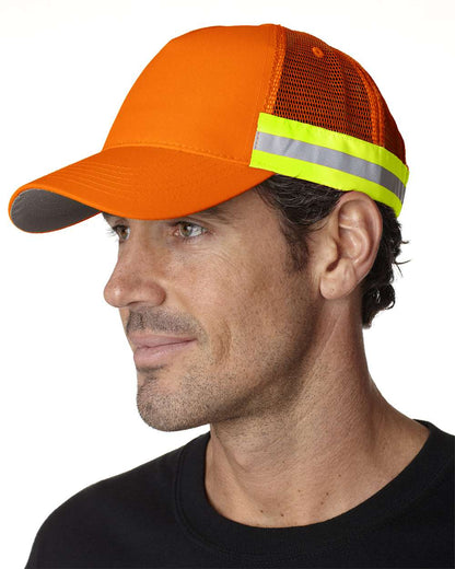 Adams Headwear Trucker Reflector High-Visibility Constructed Cap TR102 #colormdl_Orange