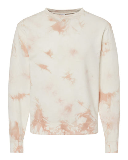 Independent Trading Co. Midweight Tie-Dyed Crewneck Sweatshirt PRM3500TD #color_Tie Dye Dusty Pink