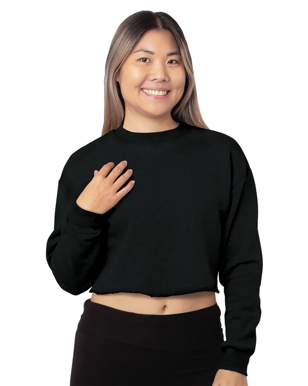 Bayside Women's USA Made Cropped Crewneck Sweatshirt 7725