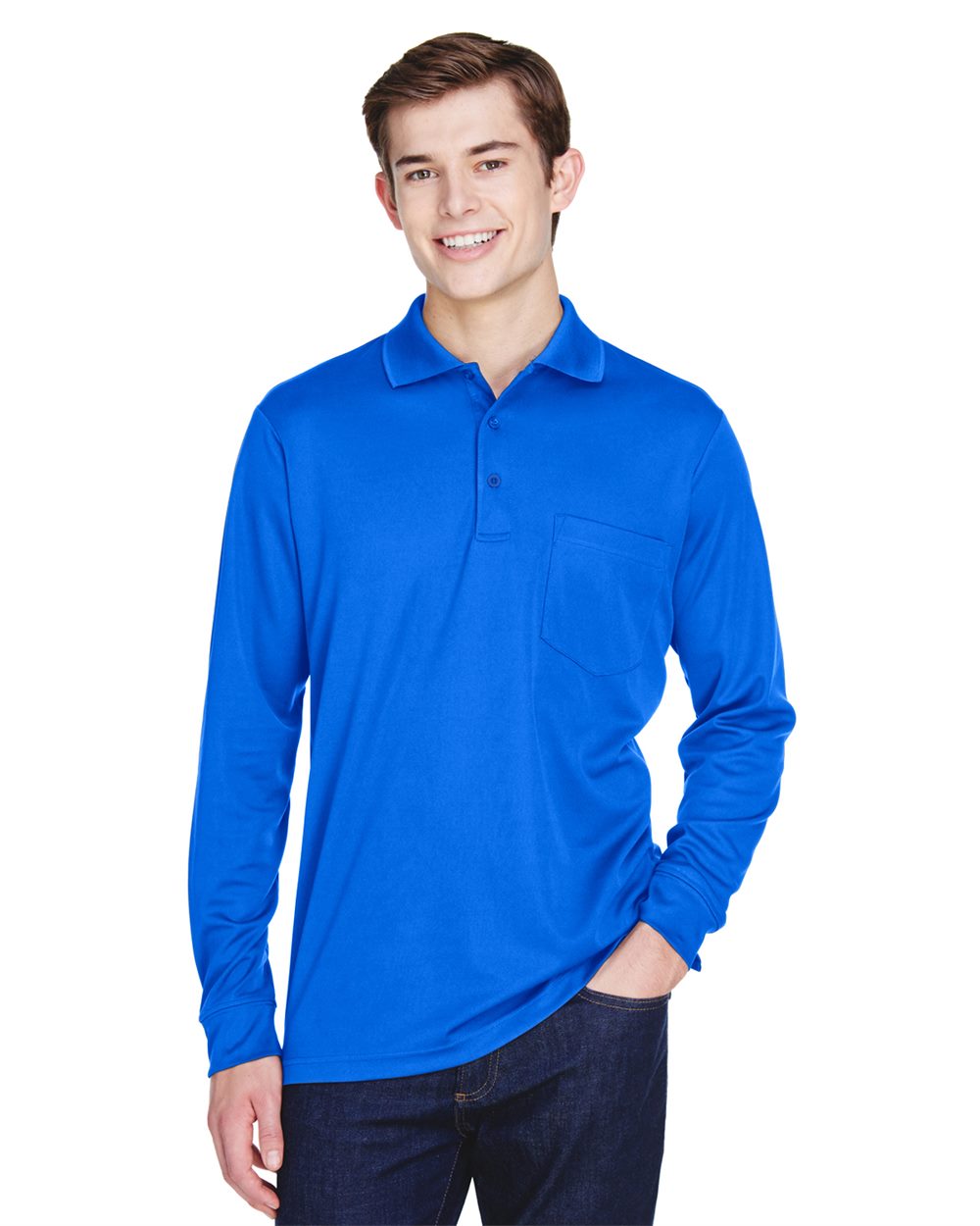 CORE365 Men's Pinnacle Performance Long Sleeve Piqué Polo with Pocket 88192P