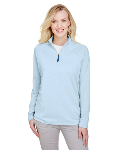 Devon & Jones Women's CrownLux Performance® Clubhouse Micro-Stripe Quarter-Zip Pullover DG480W Devon &amp; Jones Women&#39;s CrownLux Performance® Clubhouse Micro-Stripe Quarter-Zip Pullover DG480W