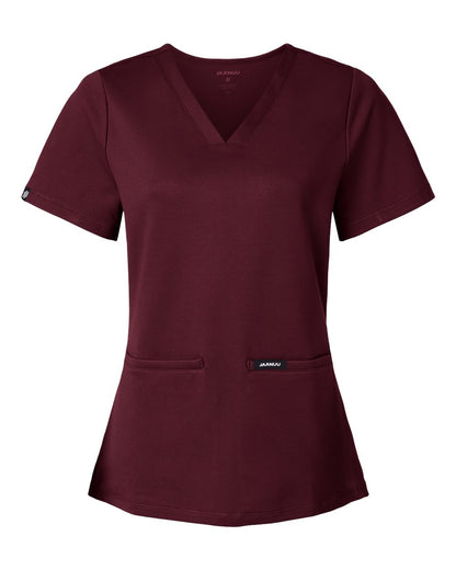 Jaanuu Women's Cesi Ultrasoft Scrub V-Neck Top W30003 #color_Burgundy