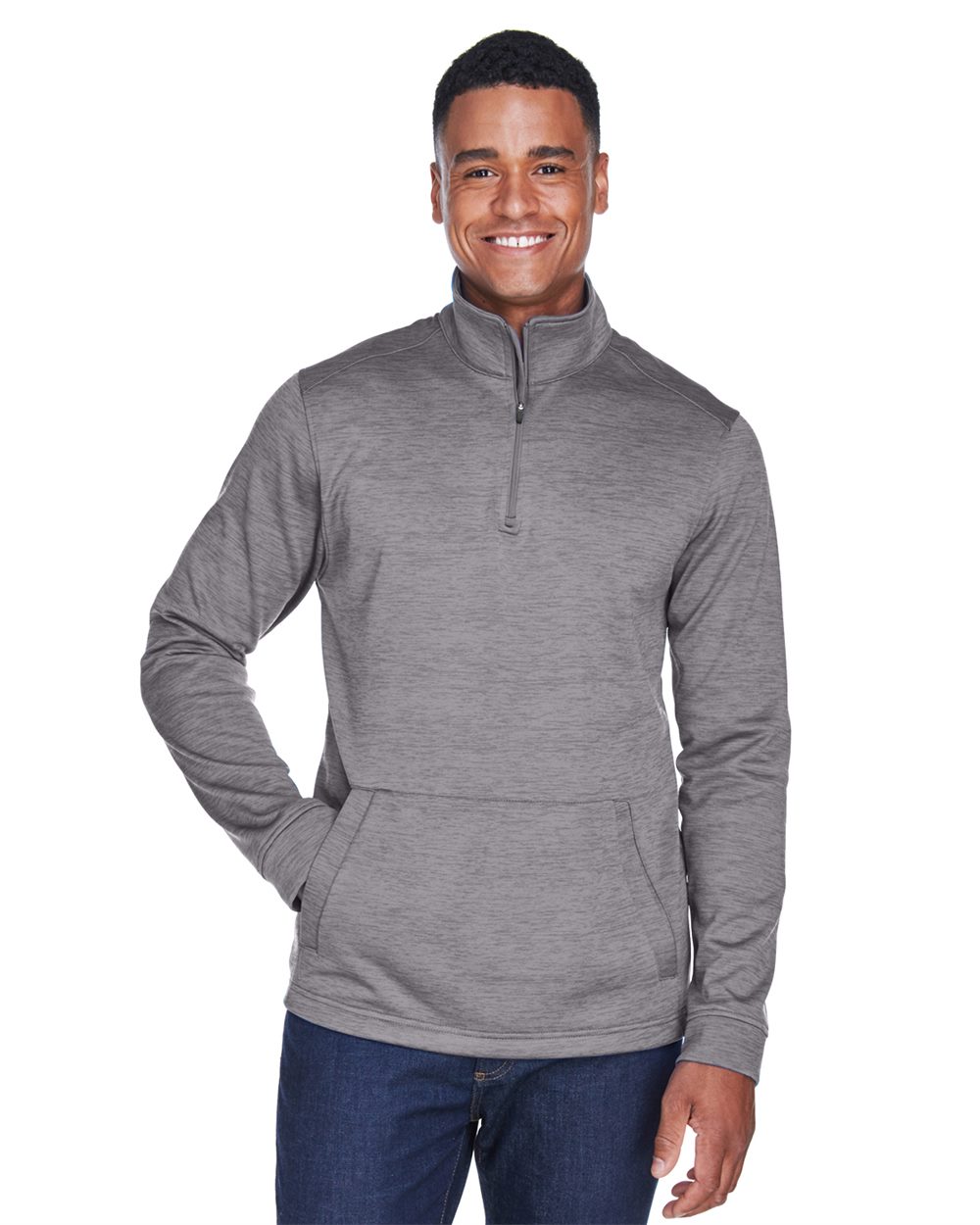 Devon & Jones Men's Newbury Mélange Fleece Quarter-Zip Pullover DG798