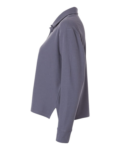 Adidas Women's Beyond Long Sleeve Loose Polo A1008 #color_Preloved Violet