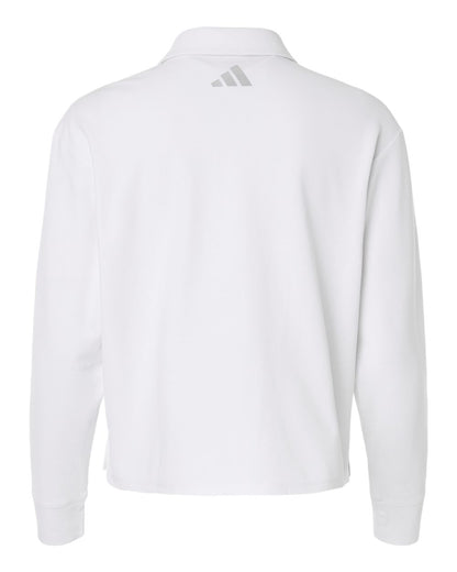Adidas Women's Beyond Long Sleeve Loose Polo A1008 #color_White