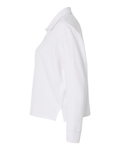 Adidas Women's Beyond Long Sleeve Loose Polo A1008 #color_White