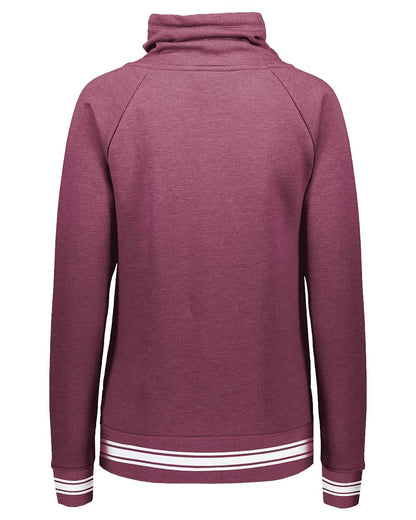 Holloway Women's All-American Fleece Funnel Neck Sweatshirt 229763 #color_Maroon Heather/ White
