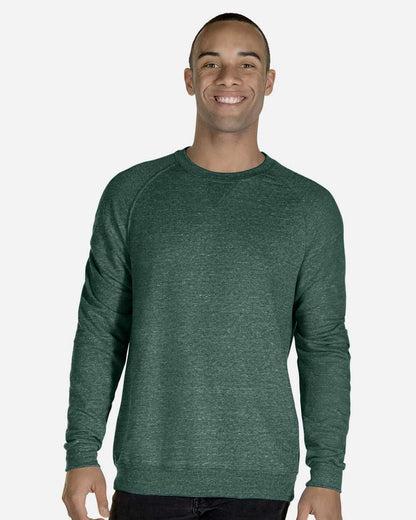 JERZEES Unisex Snow Heather French Terry Crewneck Sweatshirt 91MR #colormdl_Forest Green