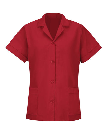 Red Kap Women's Loose Fit Short Sleeve Button Smock TP23 #color_Red