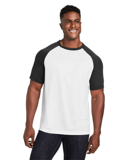 Team 365 Unisex Zone Colorblock Raglan T-Shirt TT62 #colormdl_White/ Black Heather