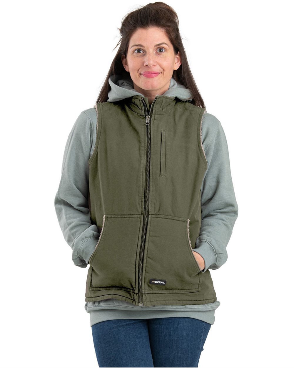 Berne Apparel Women's Sherpa-Lined Softstone Duck Vest WV15