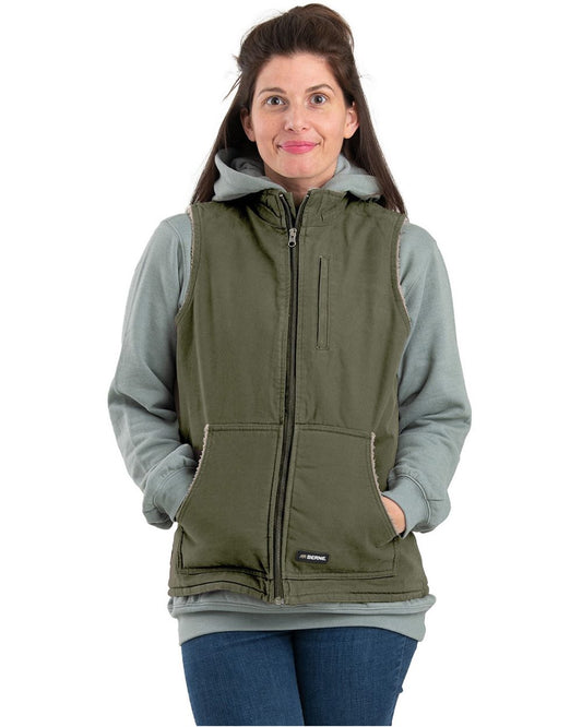 Berne Apparel Women's Sherpa-Lined Softstone Duck Vest WV15