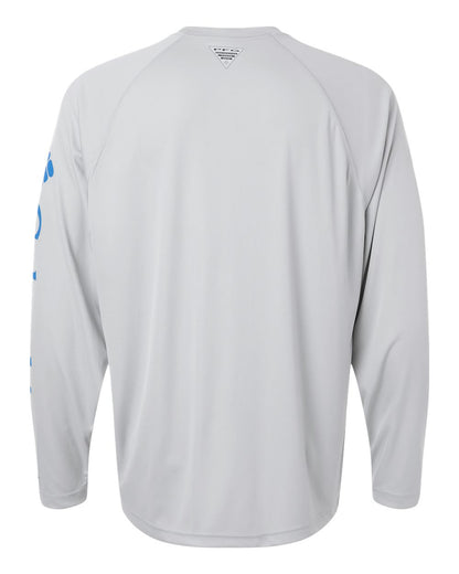 Columbia Men's PFG Terminal Tackle™ Long Sleeve T-Shirt 212472 #color_Cool Grey/ Vivid Blue