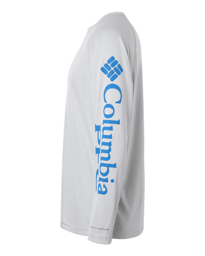Columbia Men's PFG Terminal Tackle™ Long Sleeve T-Shirt 212472 #color_Cool Grey/ Vivid Blue
