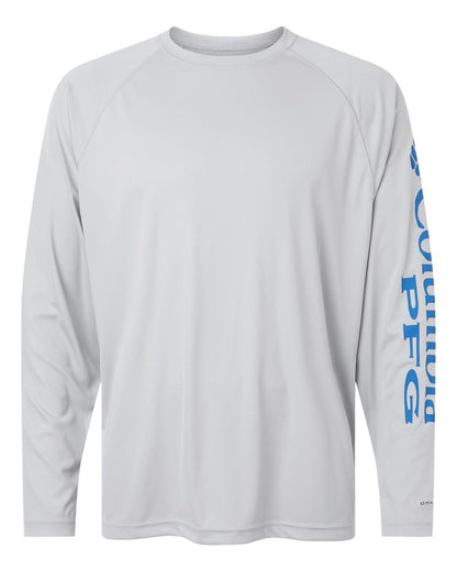 Columbia Men's PFG Terminal Tackle™ Long Sleeve T-Shirt 212472 #color_Cool Grey/ Vivid Blue
