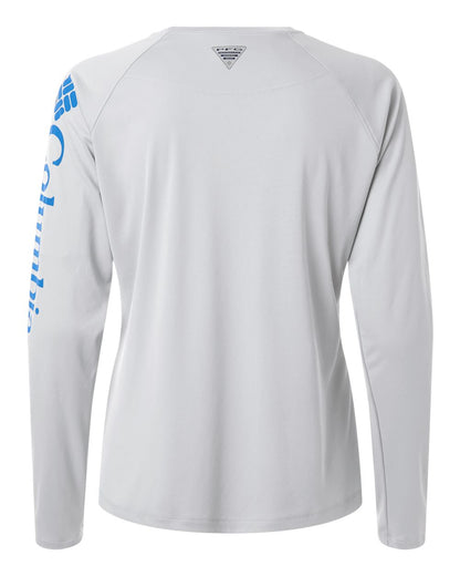 Columbia Women's PFG Tidal Tee™ II Long Sleeve 212485 #color_Cool Grey/ Vivid Blue