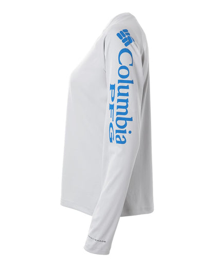 Columbia Women's PFG Tidal Tee™ II Long Sleeve 212485 #color_Cool Grey/ Vivid Blue