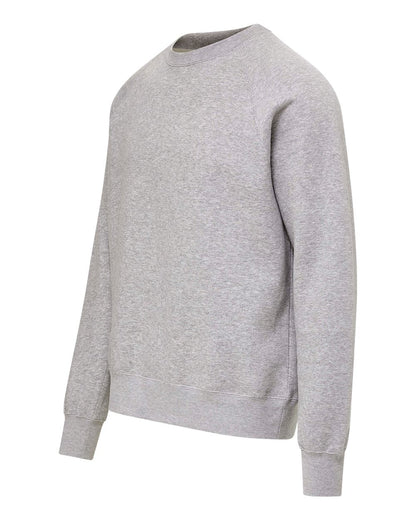 MV Sport Men's Vintage Fleece Raglan Crewneck Sweatshirt 17116 #color_Heather Grey