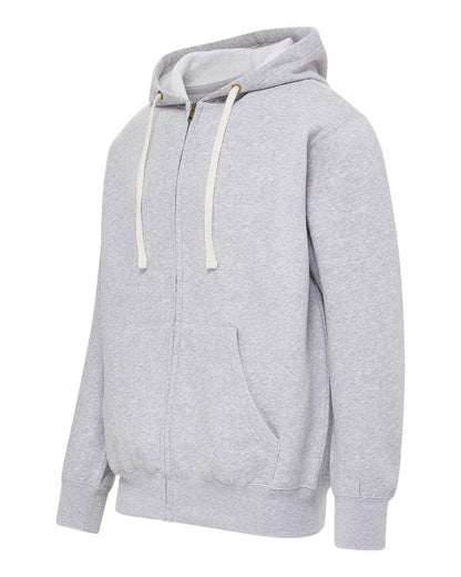 MV Sport Unisex Vintage Fleece Full-Zip Hooded Sweatshirt 22132 #color_Heather Grey