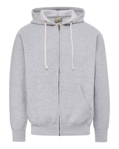 MV Sport Unisex Vintage Fleece Full-Zip Hooded Sweatshirt 22132 #color_Heather Grey