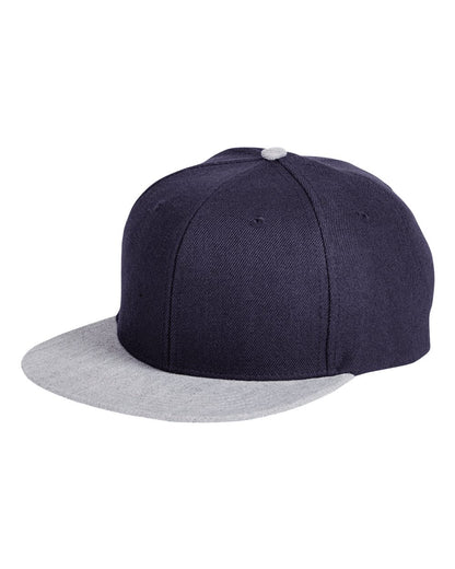 Big Accessories Flat Bill Sport Cap BA539 #color_Navy/ Heather Grey
