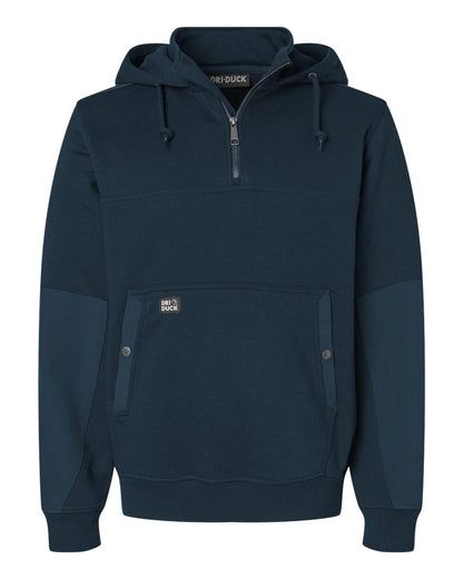 DRI DUCK Men's Mission Quarter-Zip Hooded Pullover 7349 #color_Deep Blue