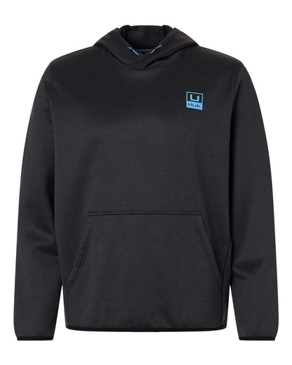 HUK Men's Coldfront+ Performance Hooded Sweatshirt H130093 #color_Heather Black