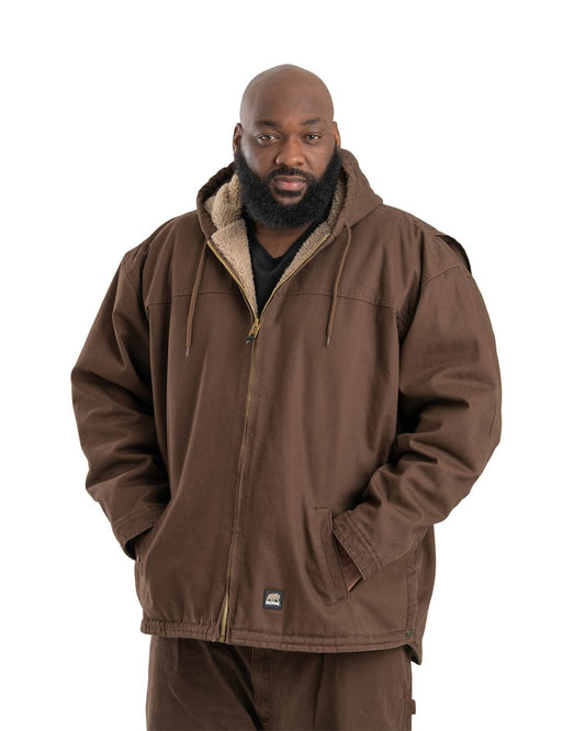 Berne Apparel Men's Heartland Washed Duck Hooded Work Coat HJ626