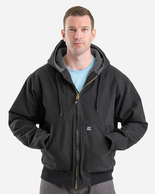 Berne Apparel Men's Highland Flex180® Washed Duck Hooded Work Jacket HJ317