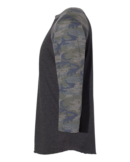 LAT Men's Baseball Fine Jersey Three-Quarter Sleeve Tee 6930 #color_Vintage Smoke/ Vintage Camo