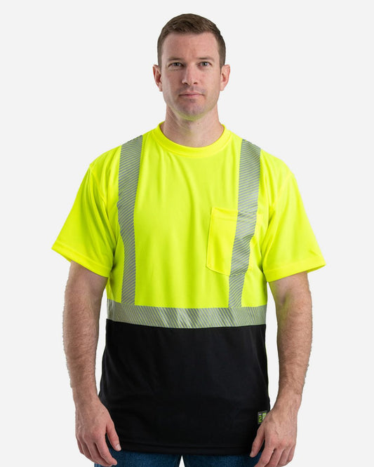 Berne Apparel Unisex Hi-Vis Class 2 Color Blocked Pocket T-Shirt HVK017