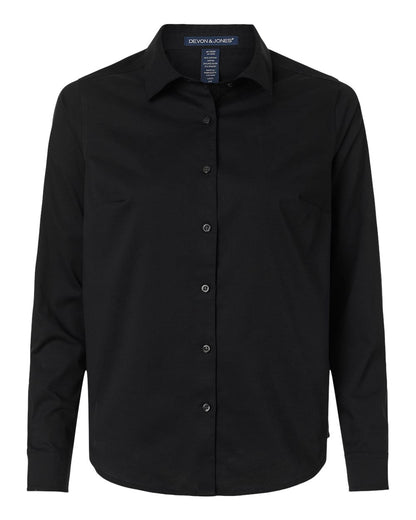 Devon & Jones Women's CrownLux Performance® Spencer Poplin Dress Shirt DG505W #color_Black