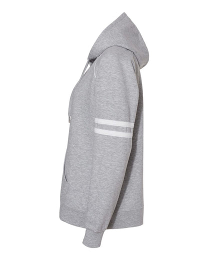 J. America Women's Varsity Fleece Piped Hooded Sweatshirt 8645 #color_Oxford