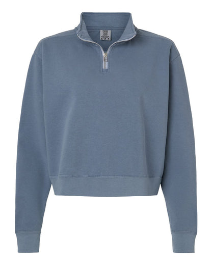 Comfort Colors Women's Garment-Dyed Mid-Length Quarter-Zip Sweatshirt 1580L #color_Blue Jean