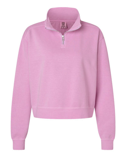 Comfort Colors Women's Garment-Dyed Mid-Length Quarter-Zip Sweatshirt 1580L #color_Rose Quartz