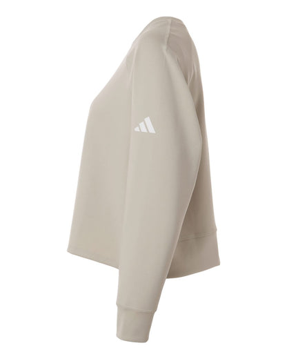 Adidas Women's Beyond Side-Snap Crewneck Sweatshirt A1014 #color_Wonder Alumina