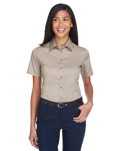 Harriton Women's Easy Blend™ Short Sleeve Twill Dress Shirt with Stain-Release M500SW Harriton Women's Easy Blend™ Short Sleeve Twill Dress Shirt with Stain-Release M500SW