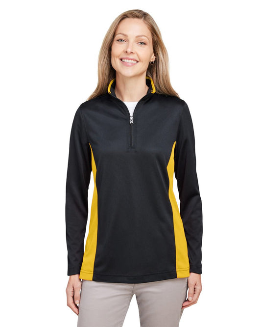 Harriton Women's Flash Snag Protection Plus IL Colorblock Quarter-Zip Pullover M786W