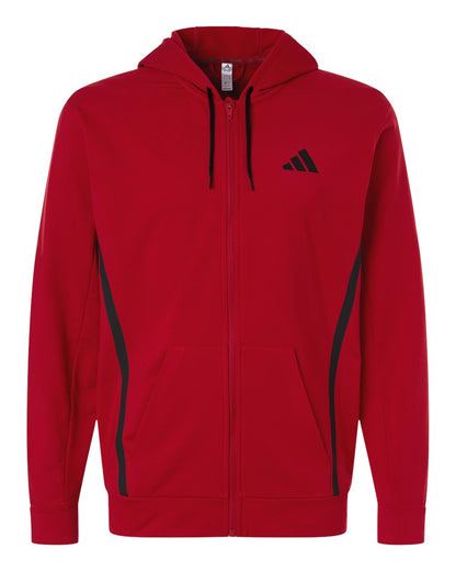Adidas Men's Game & Go Fleece Full-Zip Hooded Sweatshirt AT208 #color_Team Power Red