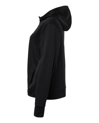 Adidas Women's Game & Go Fleece Full-Zip Hooded Sweatshirt AT209 #color_Black/ White
