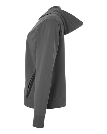 Adidas Women's Game & Go Fleece Full-Zip Hooded Sweatshirt AT209 #color_Team Grey Four/ Black
