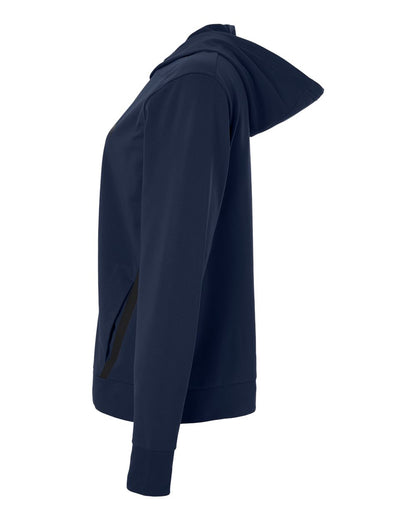 Adidas Women's Game & Go Fleece Full-Zip Hooded Sweatshirt AT209 #color_Team Navy Blue/ Black