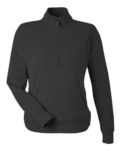 J. America Women's Element Fleece Quarter-Zip Sweatshirt 8762 #color_Black