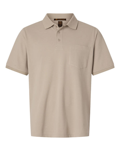 Harriton Men's Valiant Cotton Snag Protect Pocket Polo M205P #color_Khaki